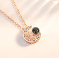 HOVANCI Charm Female Silver Plated 100 Language Projection Pendant Jewelry Valentine's Day Gifts Moon Necklace for Women