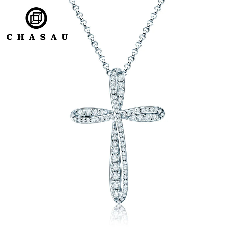 2.2mm&2mm&1.8mm&1.5mm&1.2mm1.1mm&1mm&0.9mm Moissanite Cross Pendant Necklace Silver 925 for Christian Women Men