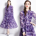 Plus Size Women's High End Printed Floor-Length Zippers Long Sleeve Elegant Fashion Dress 2024 Spring Wear New