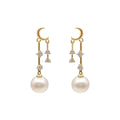 Wholesale 14k Real Gold Diamond Earrings Solid Gold FreshWater Pearl Earring Fine Jewelry Customs Design