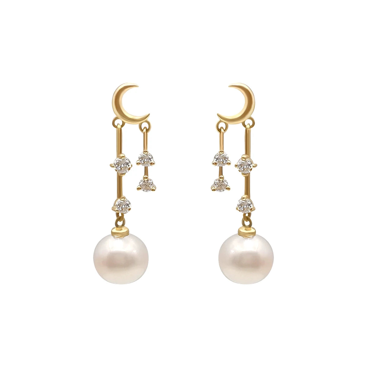 Wholesale 14k Real Gold Diamond Earrings Solid Gold FreshWater Pearl Earring Fine Jewelry Customs Design