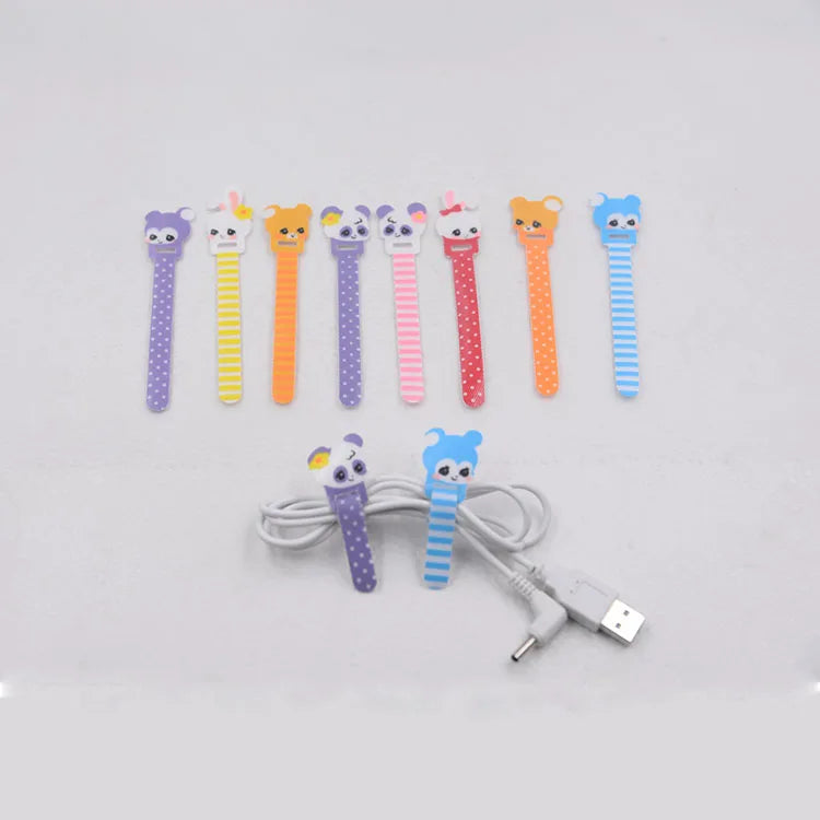 Fancy Design Cute Animal-shaped Pattern Cable Ties Eco-friendly T-Shape Hook and Loop Strap Cinch Straps