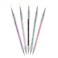 5pcs/Set 2 in 1 Dual-Ended Nail Art Liner Brushes With Crystal Handle Professional UV Gel Dotting Painting Drawing Pen DIY Tools