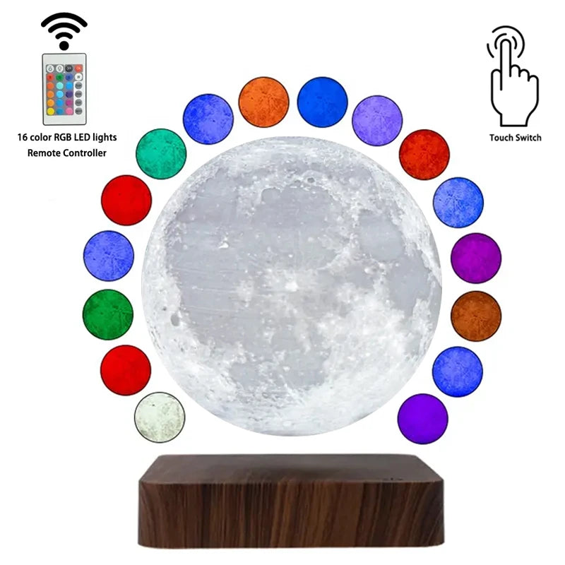 Magic Levitating LED Light Moon Lamp 16 Rotating Floating Luna Remote Control Table Lamp White Unique Gifts Home Decoration