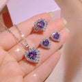 Bulk Order Topa Blue Zircon Heart Ring Earrings Three Piece Fashion Rhinestone Jewelry Necklaces Set for Women Accessories