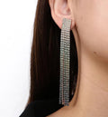 Zooying Exaggerated Colorful Diamonds Crystal Claw Chain Long Tassel Earring for Women