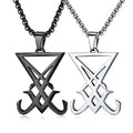 Satanic Necklace Sigil of Lucifer Necklace Pentagram Pentacle Necklace Pendant Stainless Steel Occult Goth Gothic Luciferian