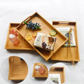 Wholesale Stock Bamboo Wood Bamboo Tray Home Kitchen Restaurant Breakfast Snack Rectangular Teacup Tray