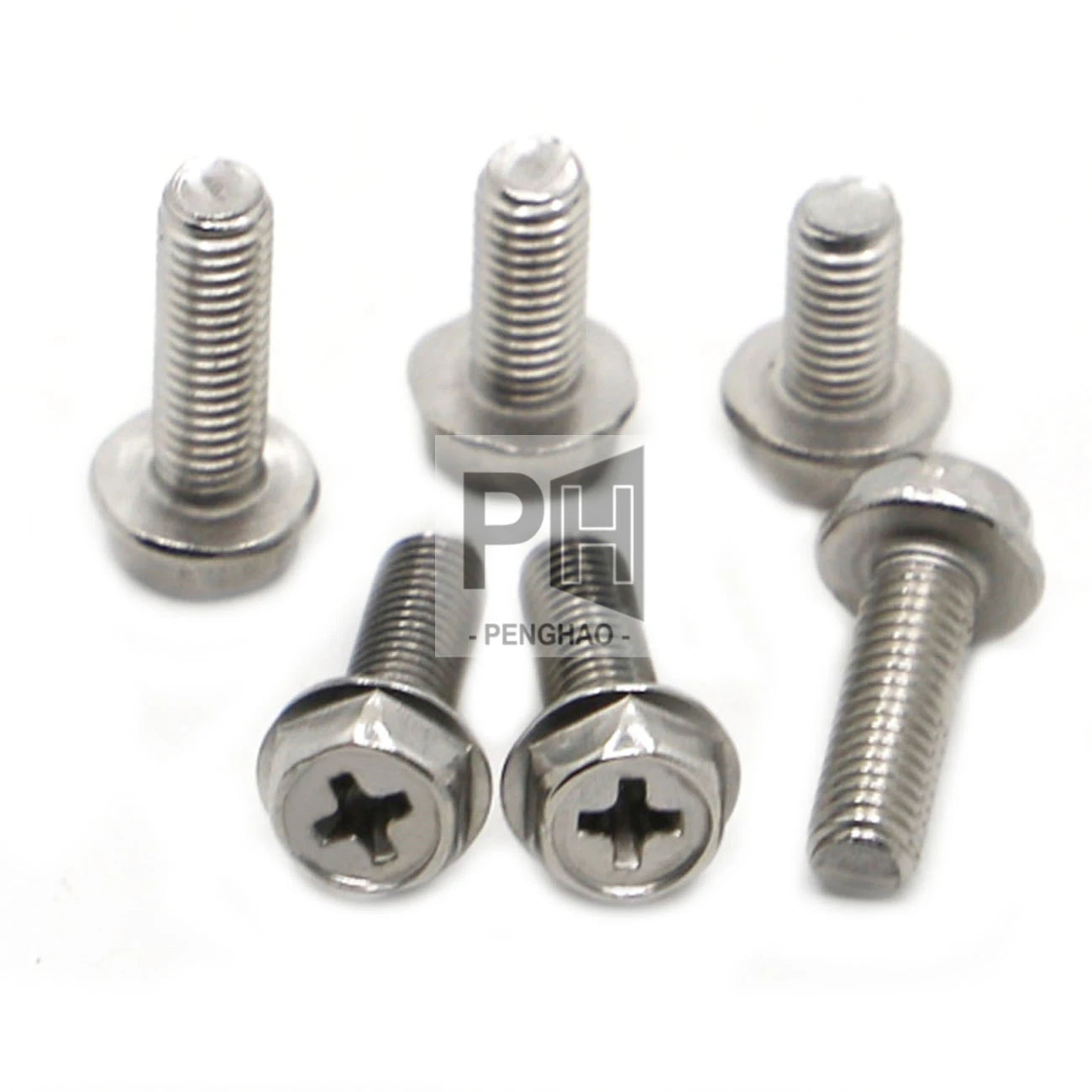 M4 M5 M6 304 Stainless Steel Cross Recessed External Outside Hex Hexagon Head Cap Flange Bolt Screw Hex Bolts
