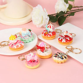 Wholesale Simulation Donut Keychain Realistic Cream Dessert Cake Key Ring