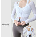 New Design Thin Breathable Women Tops Fashionable Twist Design Long Sleeve Sun Protection Soft Crop Tops for Women Yoga Outdoor