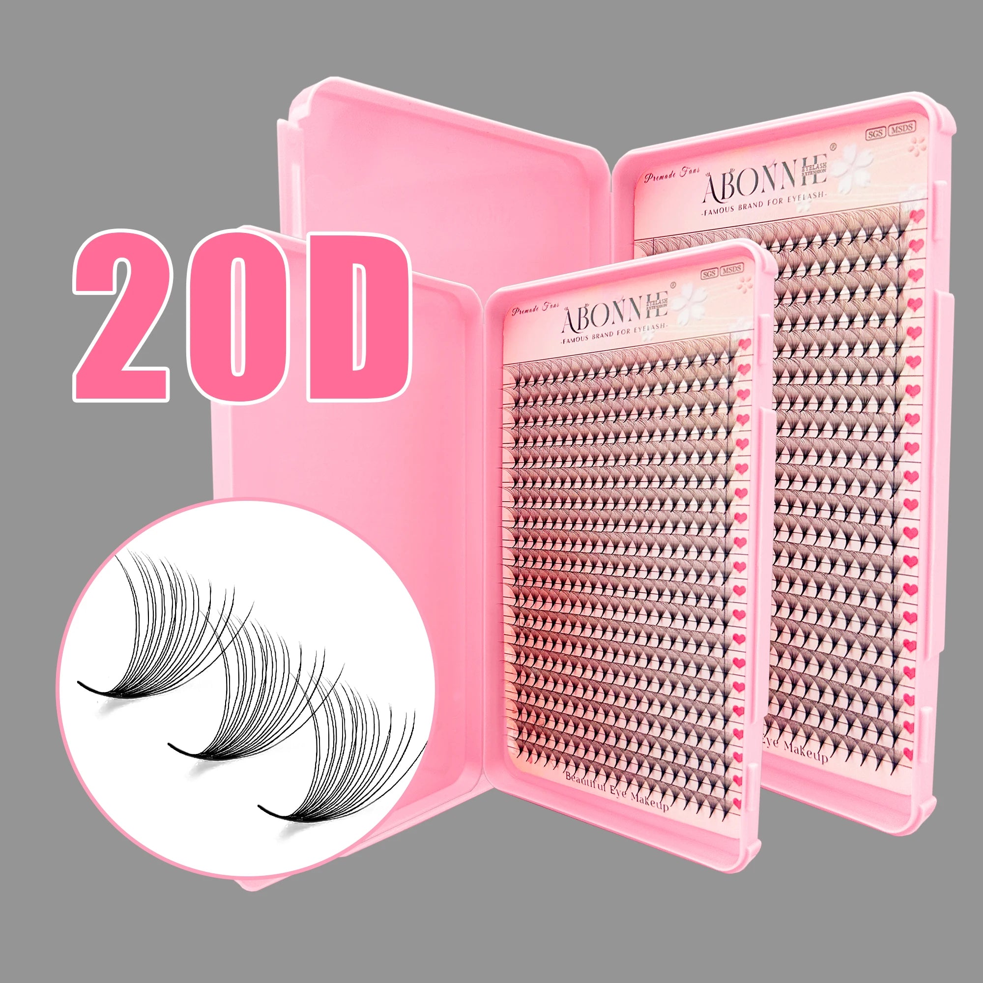 Abonnie Korean Pbt Pre-Made Lash Trays Pointy Base Pre Made Fan Eyelash Heat Bonded 16D 18D 20D Long Stem Premade Volume Fans