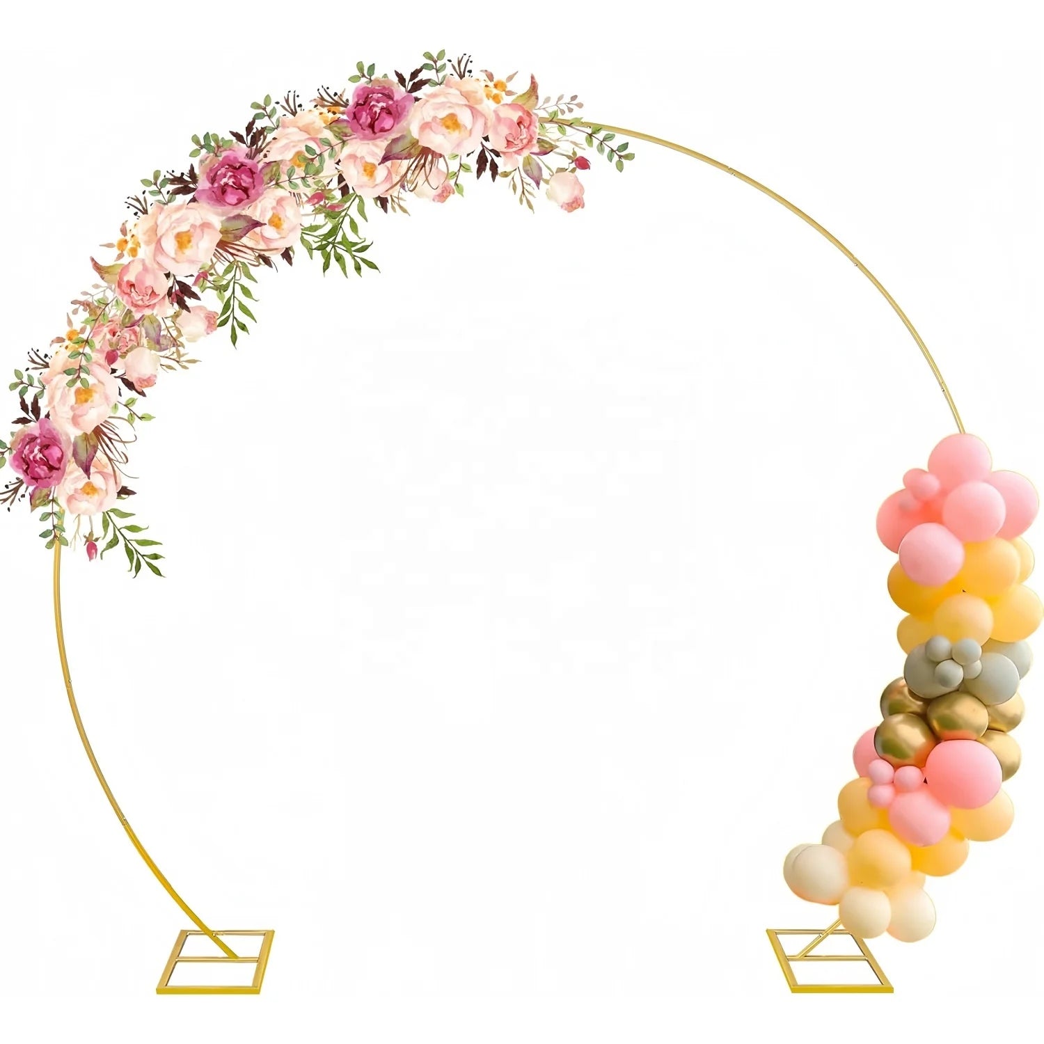 7.9ft Gold Metal Wedding Arch Stand Backdrop Kit Circle Balloon Frame Arche Mariage for Wedding Birthday Christmas Decorations