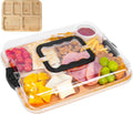 Disposable 6-Compartment Arylic Charcuterie Board Natural Wood Cutting Board 5.8cm Height 36x26cm Size Travel Cheese Board