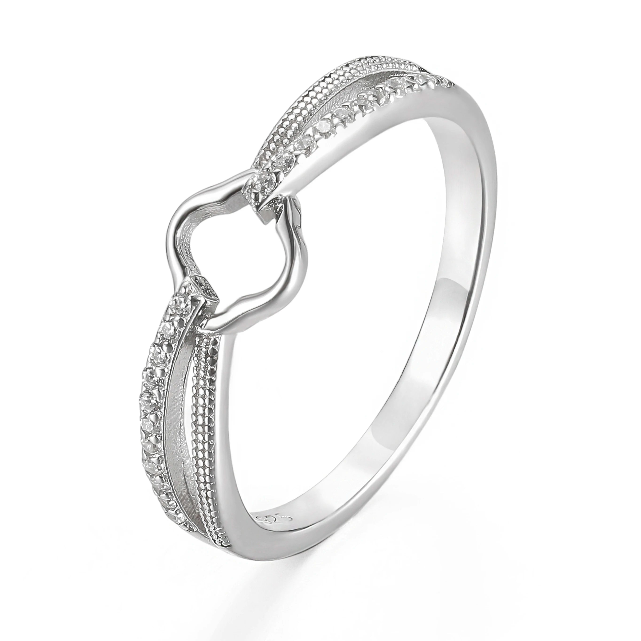 High Quality Double-layer Geometric Fashion Jewelry Diamond Cubic Zirconia 925 Sterling Silver Rings for Women Wedding/Dating