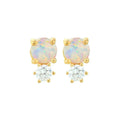 Personality Double 14k Gold Plated Sterling Silver 925 Engagement Wedding Opal Zircon Stud Earrings