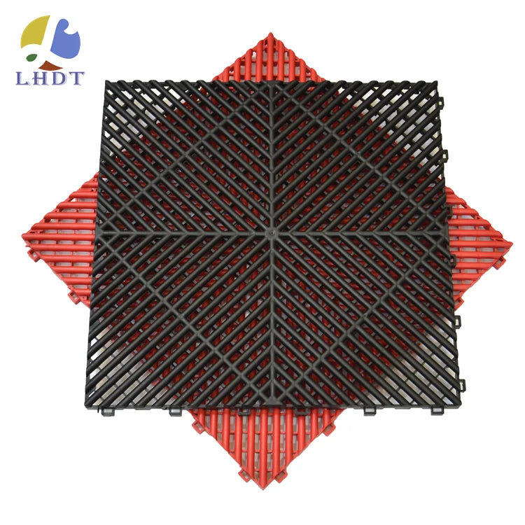 Modular Plastic Flooring Garage  System Suspended Plastic Floor Mats for Workshop and Repair Shop