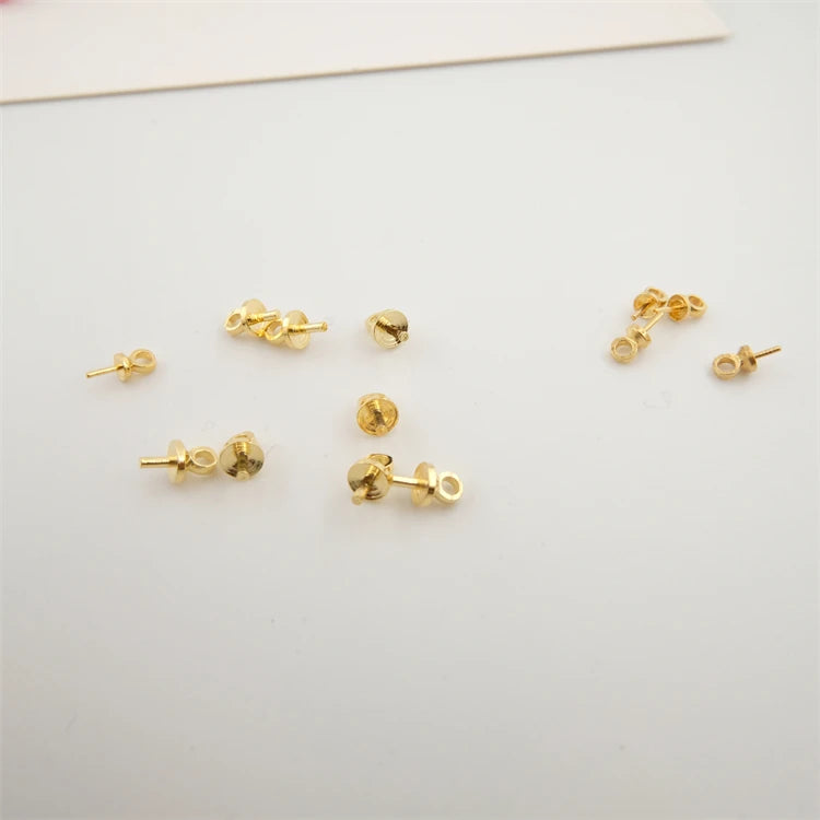 Pendant Needle Holder Brass Plated With 18K Gold Can Wear Pearls DIY Necklace Accessory Eye Pins for Jewelry Making