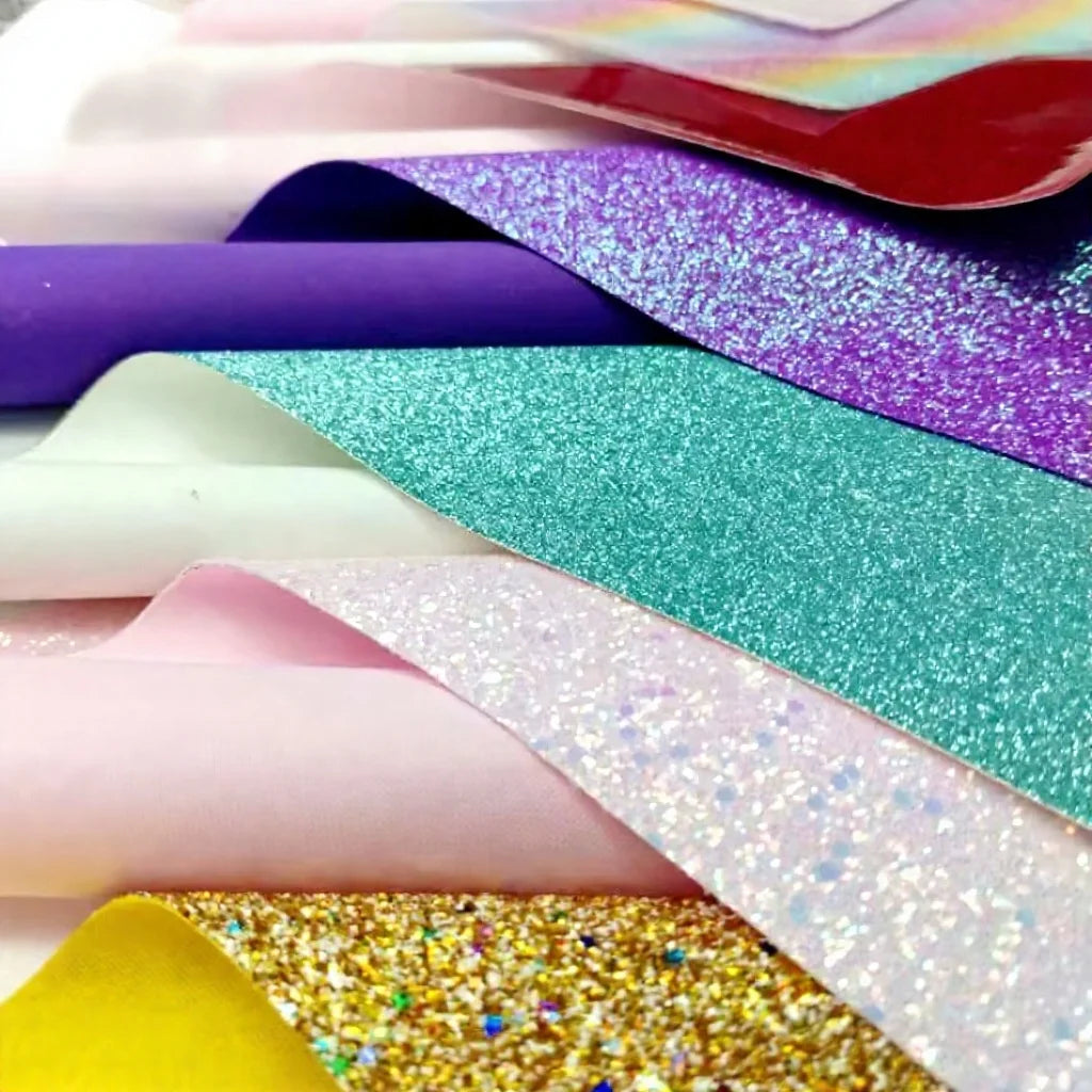 Premium Sparkly Chunky Glitter Faux Leather Sheets Shiny Synthetic Vinyl PU Fabric for Shoes Bags Bows Crafts
