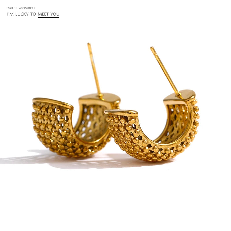 JINYOU 911 Statement Metal Gold Geometric Women Stud Earrings Stainless Steel Unusual Earrings MegaBDM