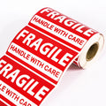 Roll Large Adhesive Sticker Custom Box Packaging LabelsRed Warning Glass Shipping Label Handle Care Fragile Stickers