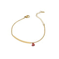 Waterproof Minimalist Jewelry 18K Gold Plated Stainless Steel Beads Chain Red Cubic Zircon Bracelet for Women