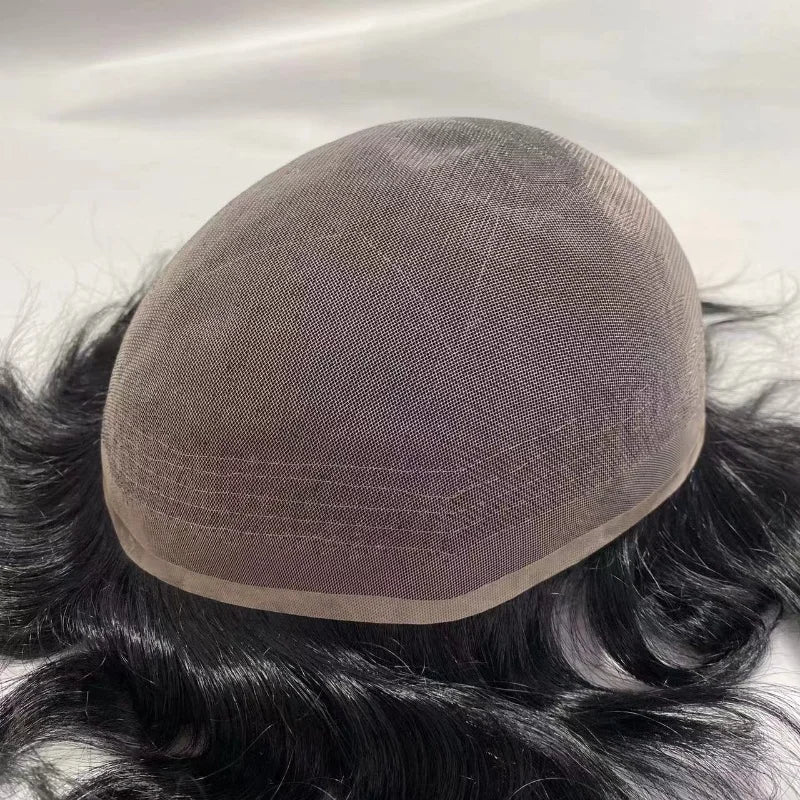 EMEDA Durable Fine Welded Mono Hair Toupee for Men Human Hair Mens Hair Systems Toupees Stock