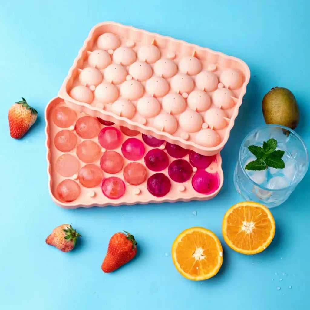 Easy Release Silicone Ice Cube Molds BPA Free Round Ice Cube Tray Ice Balls Maker With Lid