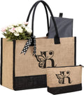 Custom Initial Monogrammed Letter Pattern Beach Tote Bag Personalized Jute Canvas Gift Bag for Women for Beach Travel & Holidays