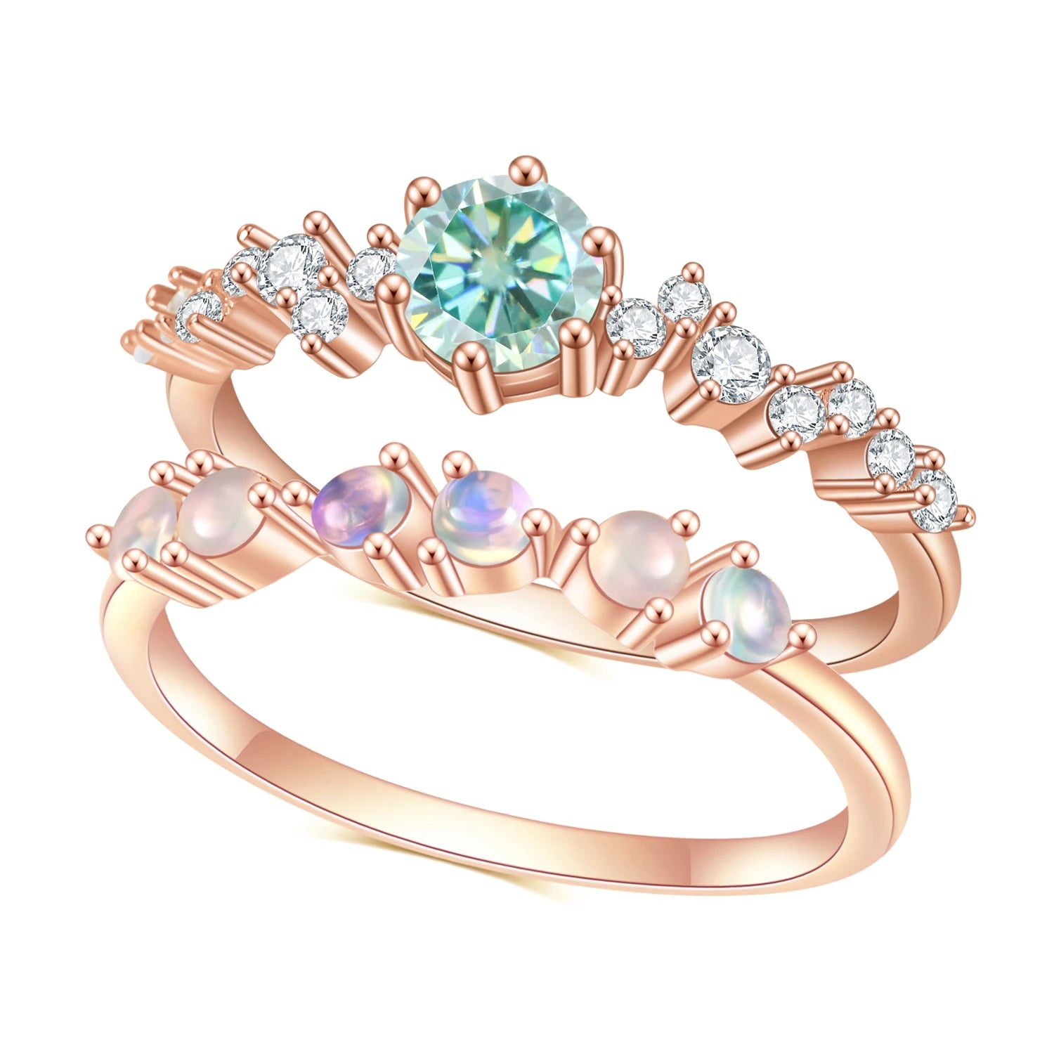 OL0981 OL0954 Abiding Jewelry Green Moissanite Diamond Engagement Ring Custom Women Sterling Silver Wedding Band Ring Sets