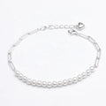 Custom Luxury Women's Artificial Pearl Paper Clip Bracelet 925 Sterling Silver