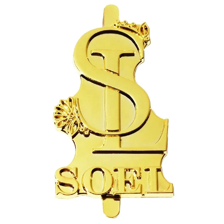 Fashion Designer Private Label Handbags Logos Gold Plated Luggage Hardware Embossed Brand Metal Plate