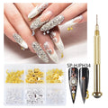 Piercing Nail Charms Gold Color Nail Dangle Ring Metal Alloy Nail Jewelry