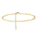 RINNTIN SA44 14K Gold Plated Real 925 Sterling Silver Rhombus Chain Anklet Beach Adjustable Chain Anklet Foot Jewelry