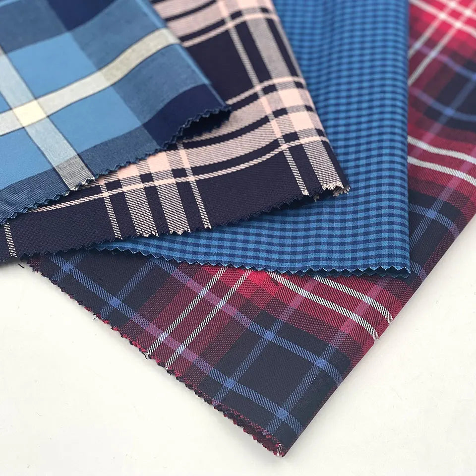 China Vintage Japanese Twill Plain 100% Cotton Blue Check Plaid Shirt Yarn Dye Indigo Fabric for Men's Bag & Shoe for Boys