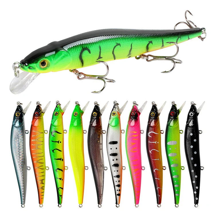 WEIHE  11.5CM 14G  Floating Minnow Wobblers 3D Eyes Perch Artificial Hard Swimbait Pike Carp Bass Pesca Crankbait
