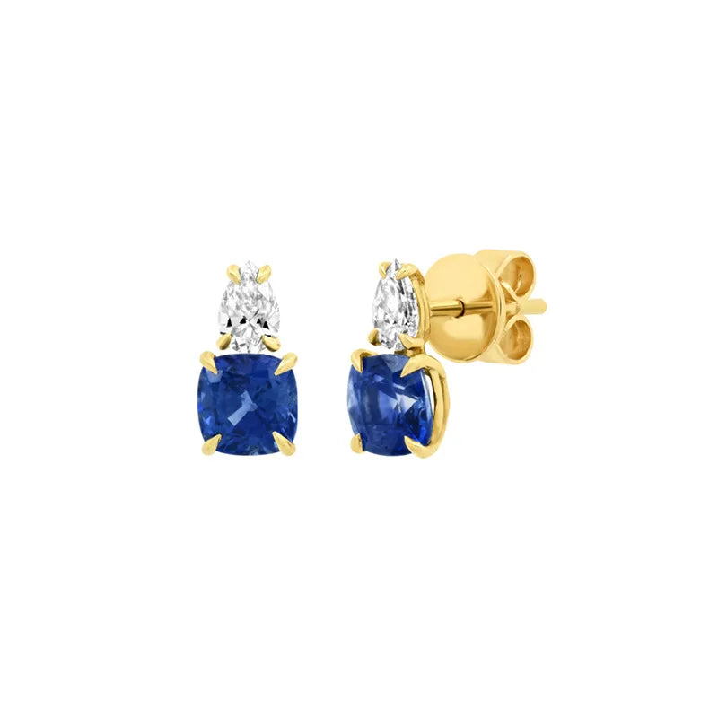 Trendy Sapphire CZ Stud Earrings 925 Sterling Silver Emerald CZ Earring Gold Plated Zircon Earrings