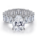 Iced Out Ring Silver Pear Waterdrop Shaped 8*12mm Baguette Icy Eternity Finger Wedding Band Rings 925 Silver