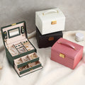 New Design 3 Layer Luxury PU Leather Jewelry Box Organizer With Mirror Drawer  Ring Earring Jewellery Storage Case for Gift
