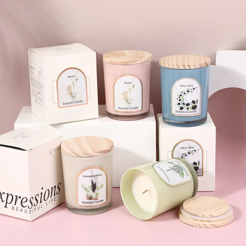 Luxury Aroma Custom Fragrance Glass Jar Soy Wax Scented Candle for Home Decoration Wedding Gift
