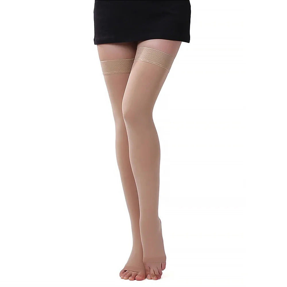 Cheapest Quality Thigh High 30-40 MmHg Graduated Compression Open Toed Varicose Veins Compression Socks