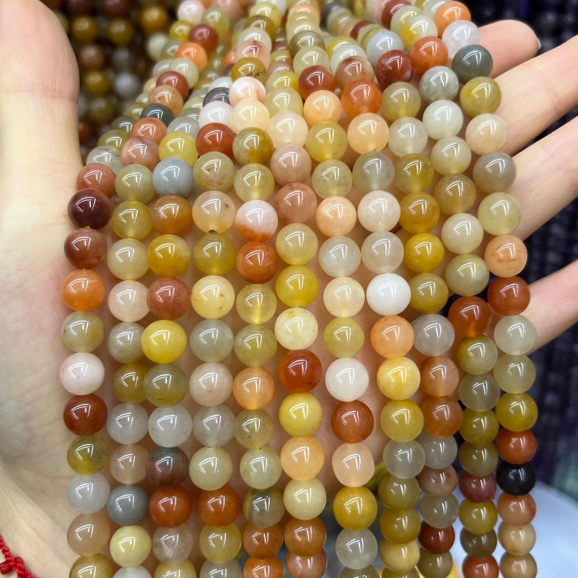 Wholesale Natural Golden Silk Jade Jadeite 4-10mm Beads Crystal Gemstone for Jewelry Making