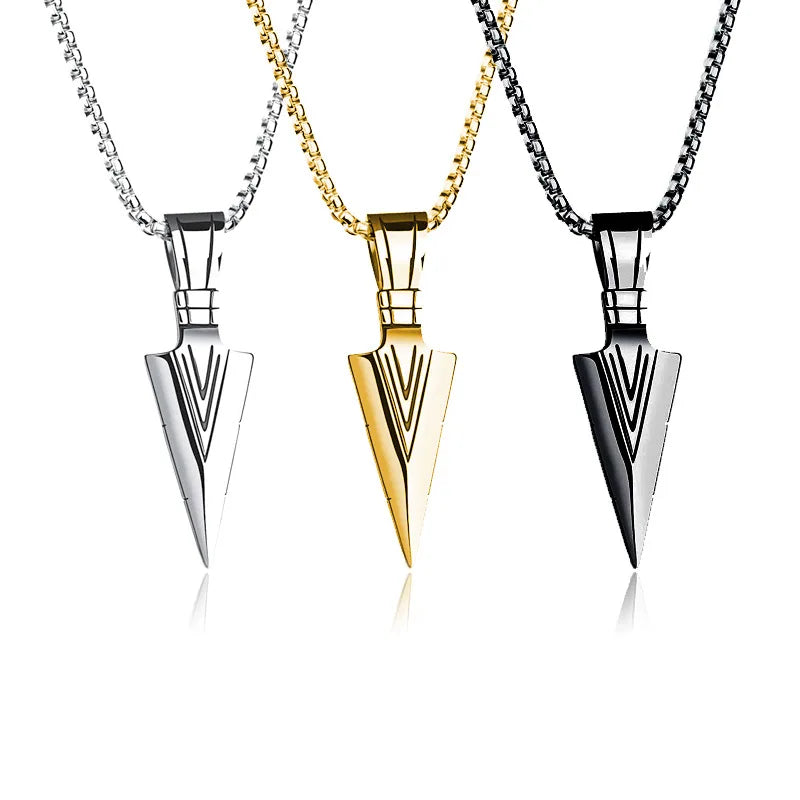 SC Dainty Hip Hop Jewelry Gold Plated Metal Geometric Necklace Triangle Spearhead Arrow Pendant Necklace for Women Men