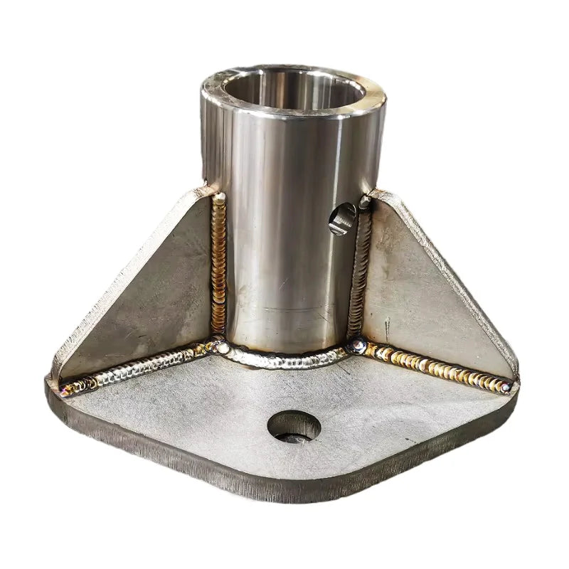 Custom Stainless Steel TIG Welded Post Base Bracket Central Sleeve Heavy Duty Gusseted Mounting Socket for Machinery Use Powder