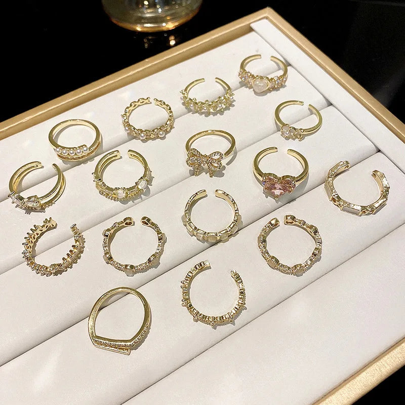 Korean Light Luxury High-end Pearl Ring for Women Retro Niche Zircon Open Ring Ring Hot Girl Hand Jewelry Wholesale