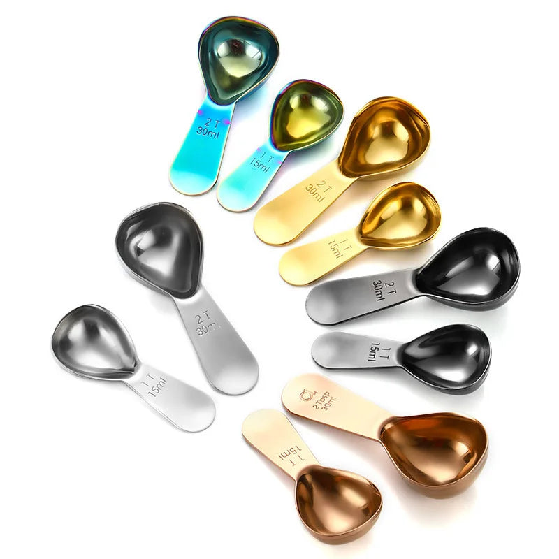 Premium Gold Black Short Handled 1Tbsp/15ml/30ml Stainless Steel Tablespoon Measuring Spoon for Coffee Milk Fruit Powder Etc.