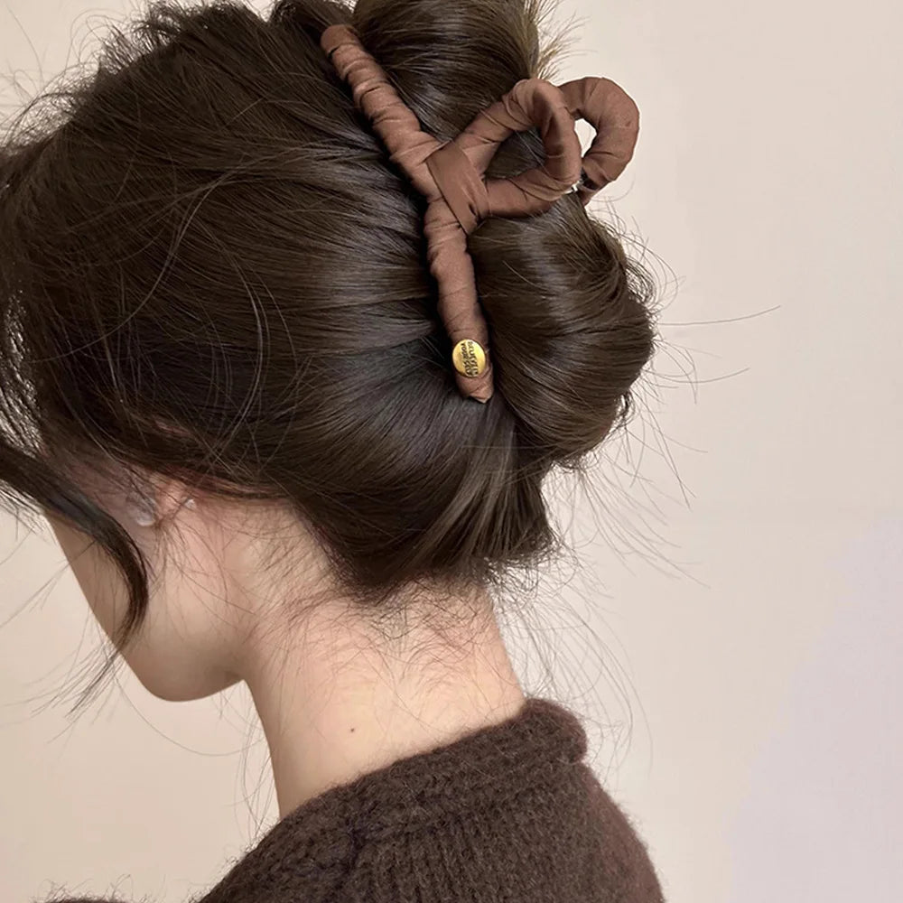 New and Unique Party Products Fabric Wrap Solid Color Large Claw Hair Clip 13cm Simple Hair Clips Hair Accessories for Women