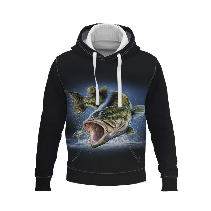 Fitspi 3d Loose Fish Printed Hoodie Casual Fashion Harajuku Men's Sweater Sweatshirt Pullover Wholesale