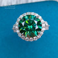 Silver 925 Original 6 Carat Round Brilliant Cut Diamond Test Past Sparkling Green Moissanite Ring for Women Wedding Fine Jewelry