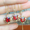 CAOSHI Gold Plated Unique Ruby Gemstone Pendant Necklace for Women Daily Casual Vintage Necklace